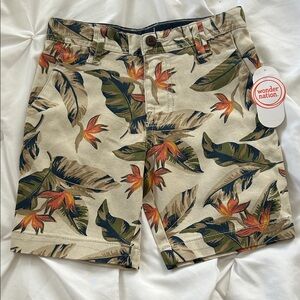 wonder nation Beige Tropical Leaf & Floral Print Shorts
